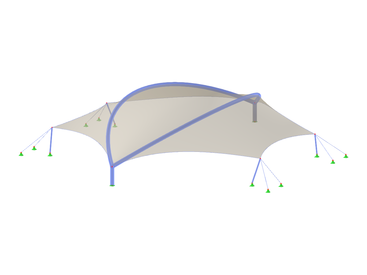 Modelo 003813 | TMS059 | Estructura de membrana con vigas arqueadas