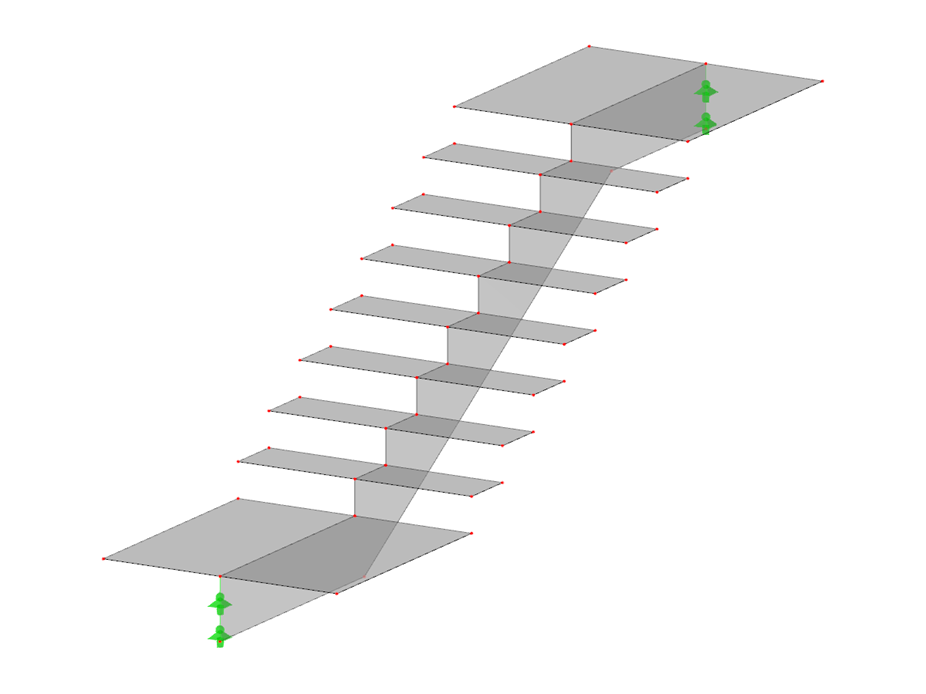 Modelo 003891 | STC033 | Escalera de un solo tramo con descansillo inferior y superior