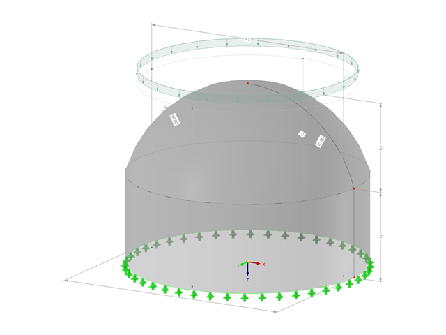 Modelo 003089 | SHD003-nieve | Cúpula segmentaria en muro circular con parámetros