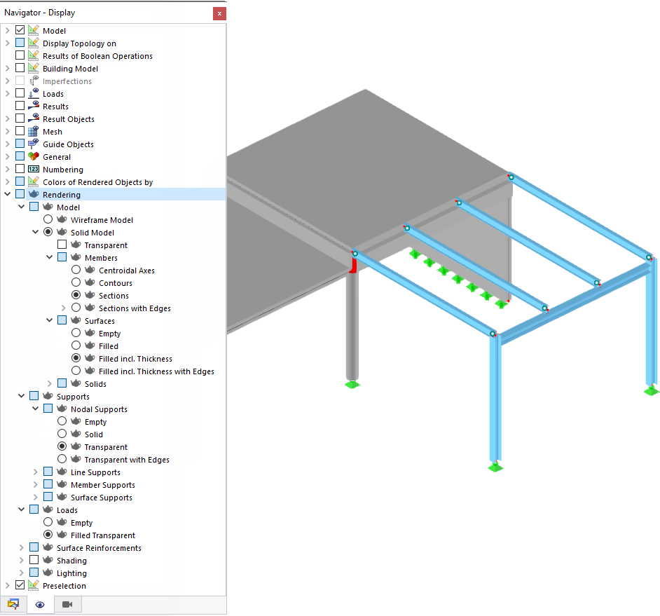 Definición de la configuración del renderizado en 'Navegador - Mostrar'