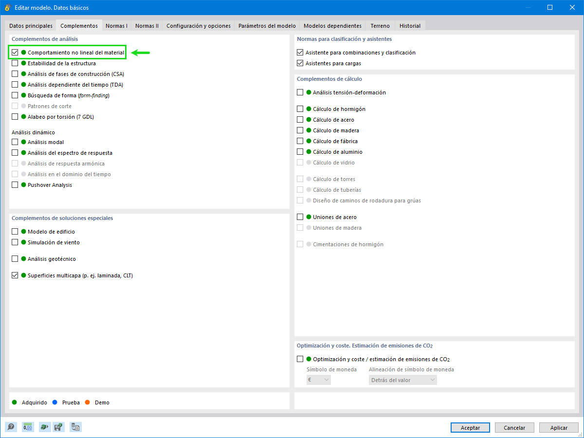 Complemento "Comportamiento no lineal del material" para RFEM 6