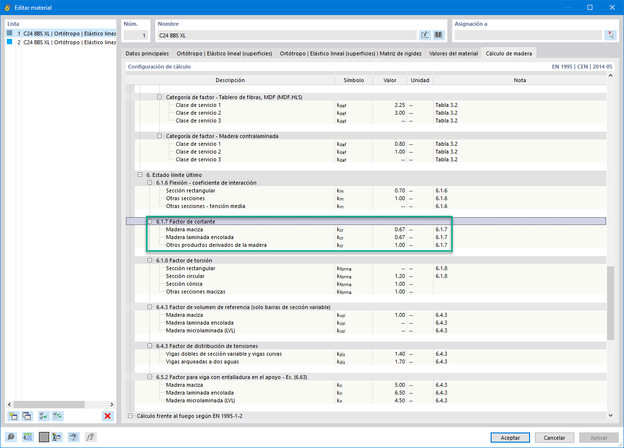 Característica 002577 | Consideración del factor de fisura kcr para superficies