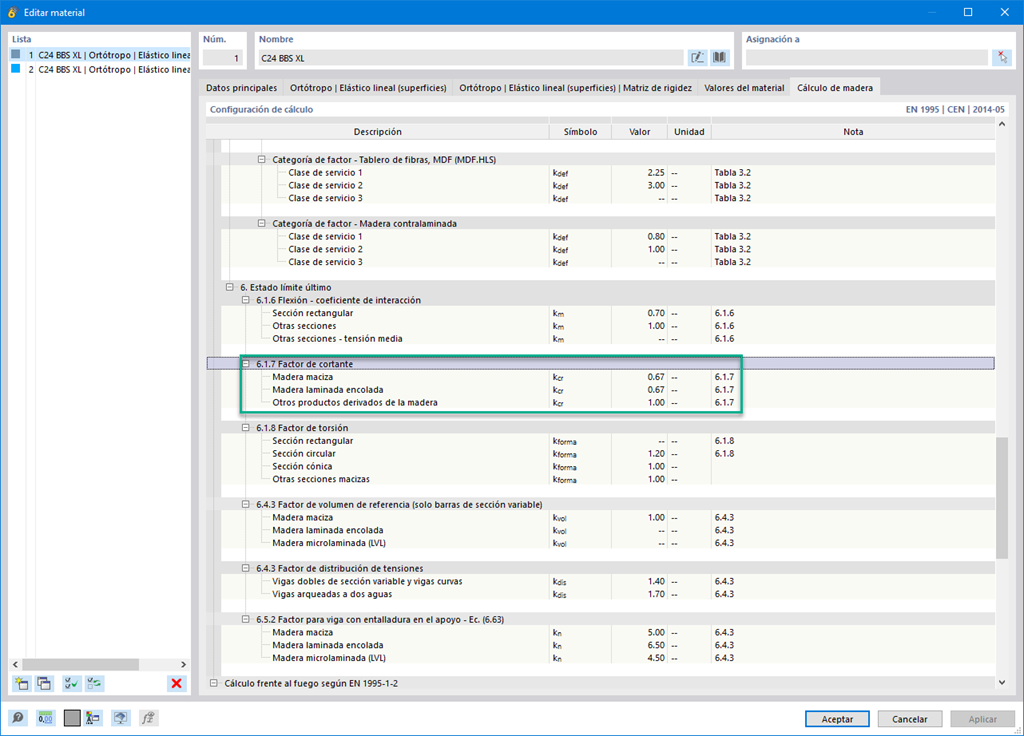 Característica 002577 | Consideración del factor de fisura kcr para superficies