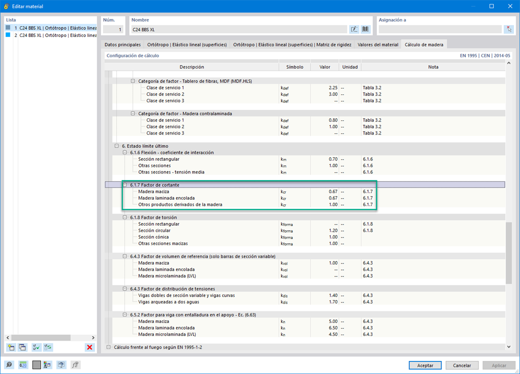 Característica 002577 | Consideración del factor de fisura kcr para superficies
