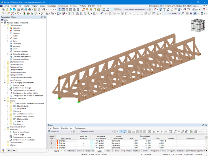Modelo de pasarela de madera en RFEM | © SIDO Madera
