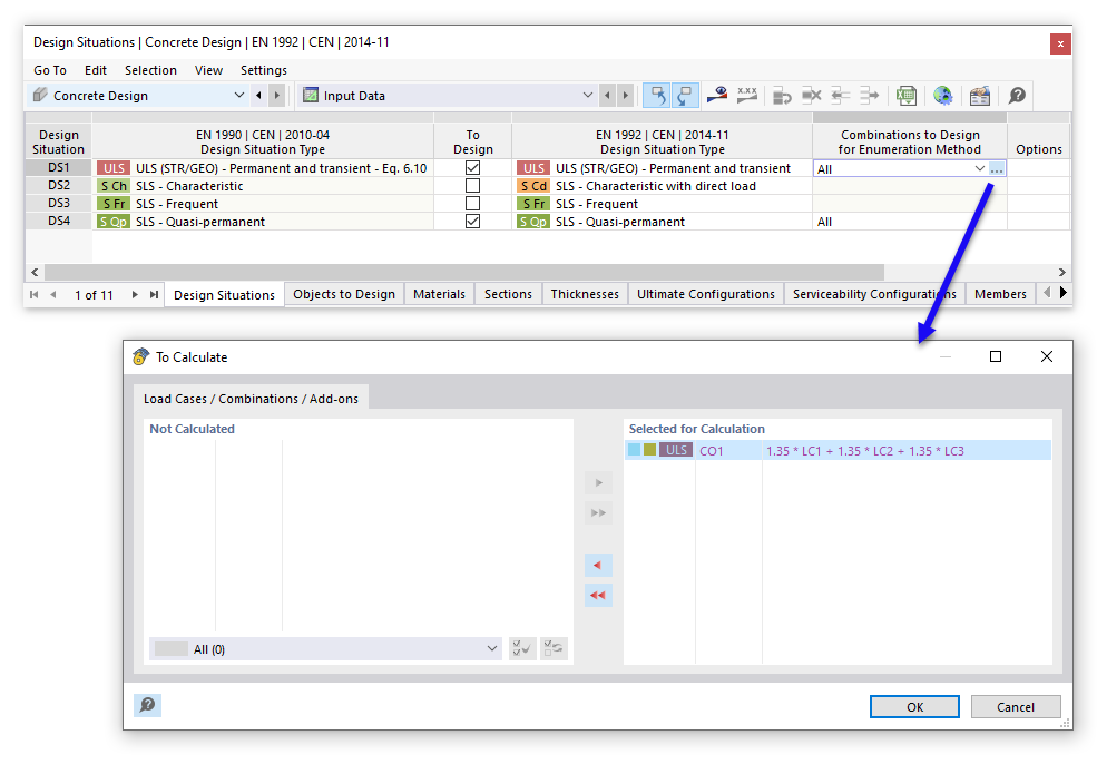 Seleccionar combinaciones para el diseño