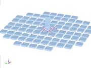 Disposición del modelo - Estudio de caso de AIJ: edificio alto rodeado de bloques de casas