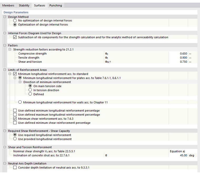 Edición de la configuración de resistencia: superficies