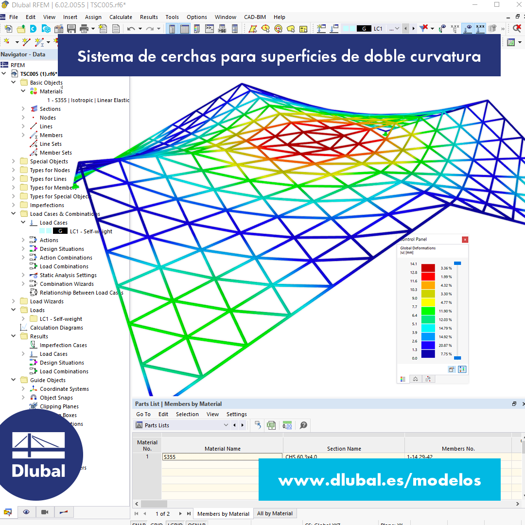 Sistema de cerchas para superficies de doble curvatura