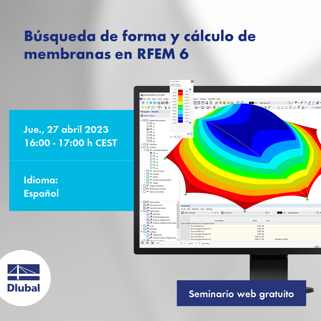 Búsqueda de forma y cálculo de membranas en RFEM 6