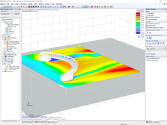 Simulación de flujo de viento en la estructura de un puente