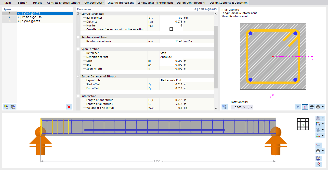 Gráficos de armaduras para sección y barra