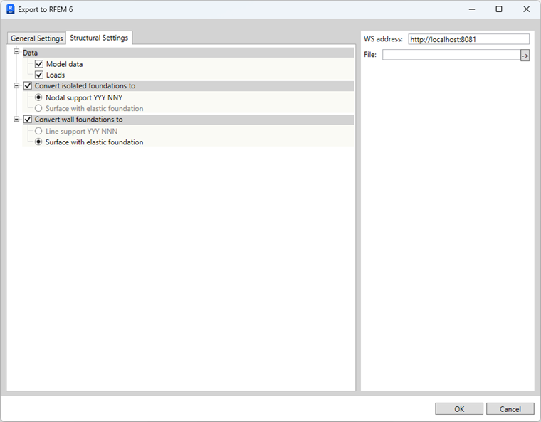 Exportación a RFEM – Configuración de estructura