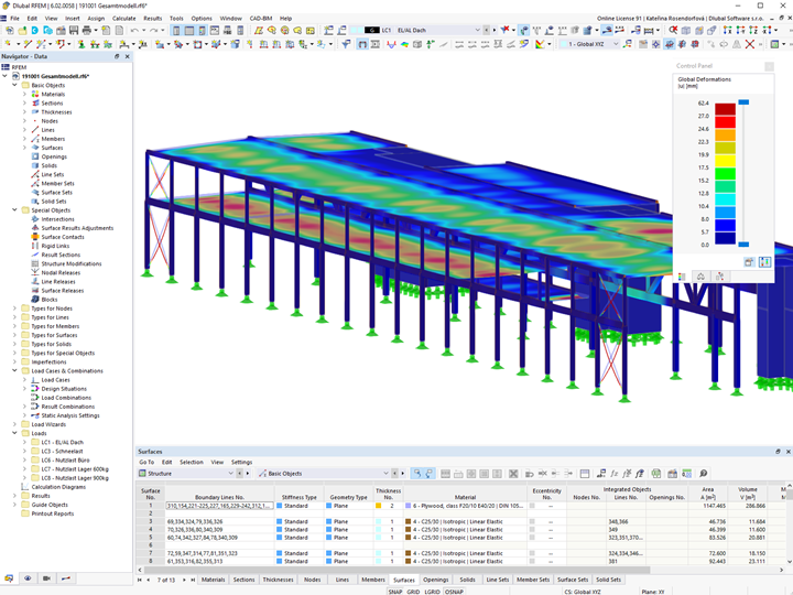 Deformaciones en RFEM | © B3 Kolb AG