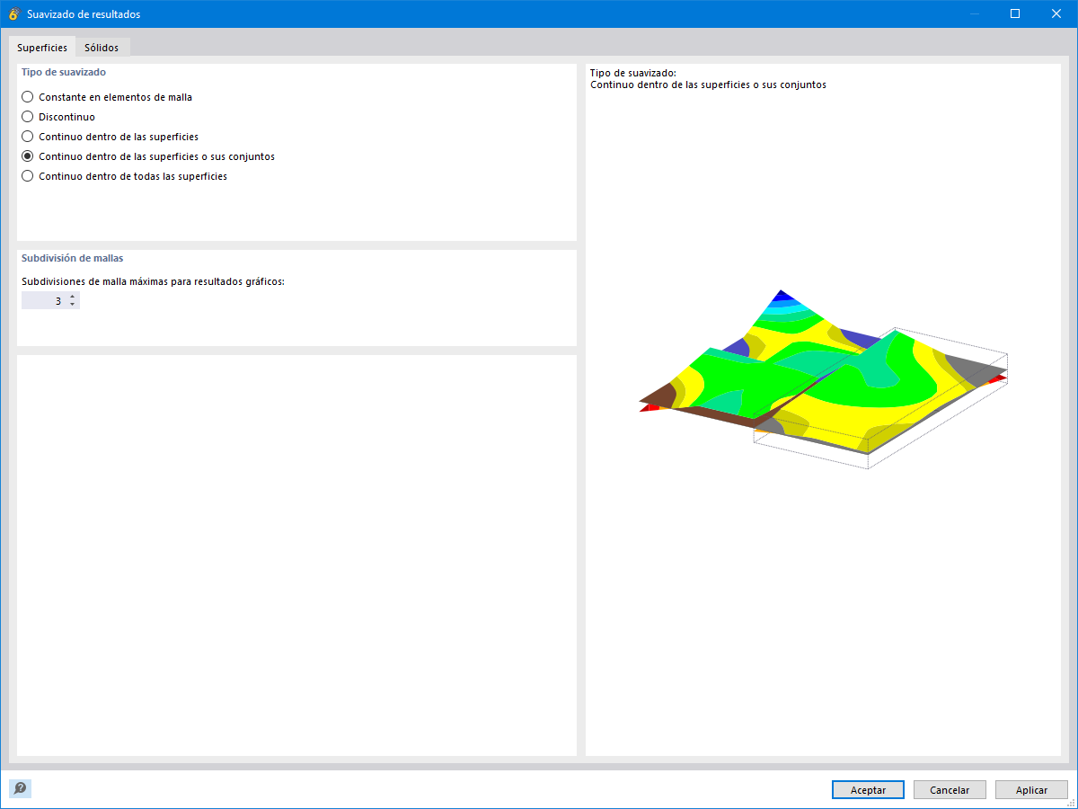 Cuadro de diálogo Suavizado de resultados