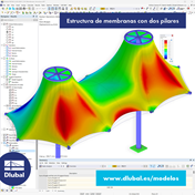 Estructura de membranas con dos pilares