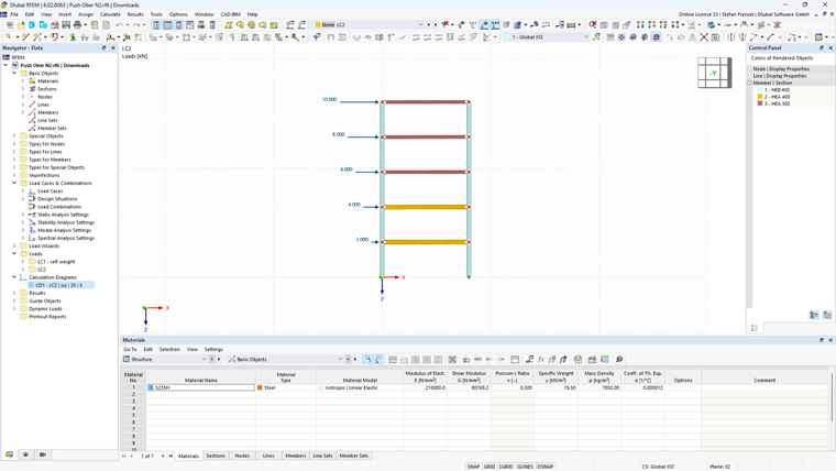 KB 001829 | Determinación de la binealización para la curva de empuje (método N2)