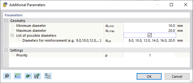 Definición de parámetros para el cálculo del diámetro de la armadura