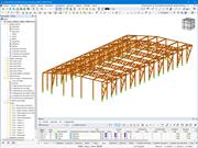 CP 001264 | Modelo de la nave industrial de madera en RFEM 6 (© Maderas Besteiro)