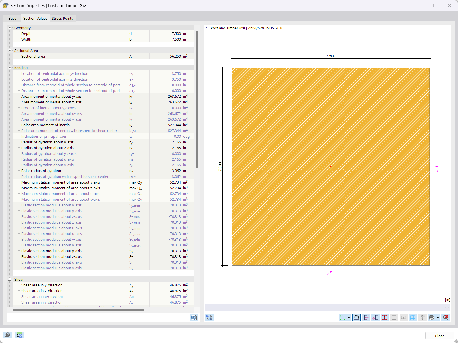 KB 001848 | Cálculo de pilares de madera según la norma NDS 2018 en RFEM 6
