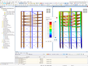 Modelo e imagen de deformación de la torre en RFEM