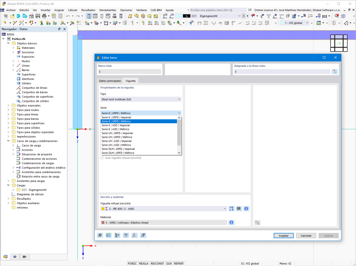 Característica 002635 | Tipo de barra "Vigueta virtual"