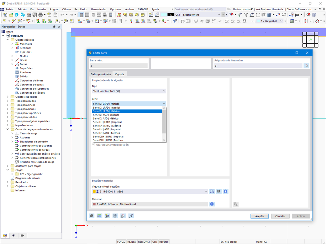 Característica 002635 | Tipo de barra "Vigueta virtual"