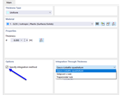 Definir el método de integración para el espesor de la superficie