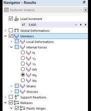 Seleccionar esfuerzos internos de barra en el navegador