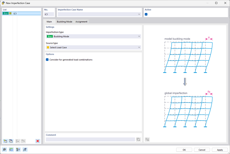 Tipo de imperfección: modo de pandeo