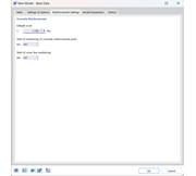 Cuadro de diálogo "Nuevo modelo – Datos básicos", pestaña "Configuración de armadura"
