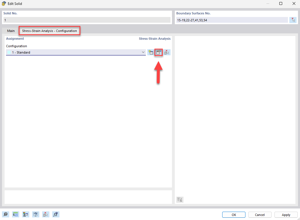 Detalles del análisis tensión-deformación con opciones de configuración
