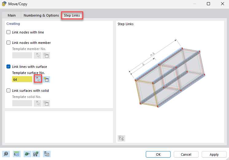 Visualización de un método para conectar líneas con superficies en un modelo estructural para optimizar los detalles de la estructura
