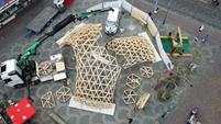 Montaje de la cáscara de la celosía de madera | © Digital Timber Construction DTC, TH Augsburgo