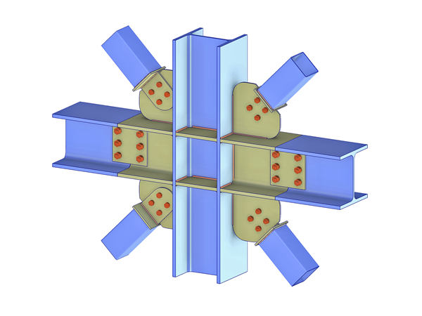 Modelo 004373 | Cartela en conexión de placas de unión con arriostramiento