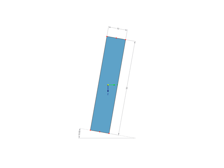 Sección rectangular a/al = 50/10 mm inclinado 10 °