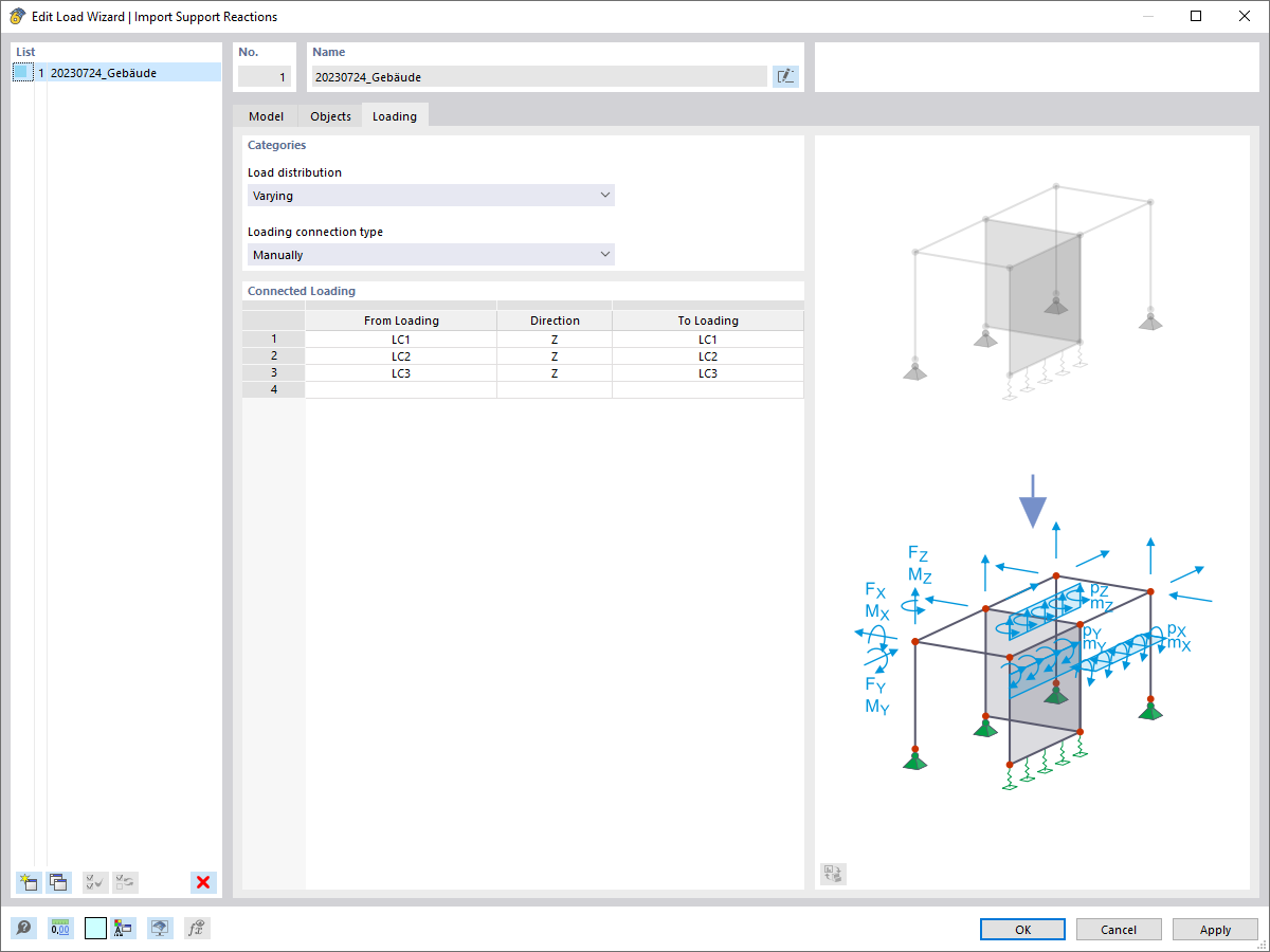 Pregunta frecuente 005401 | ¿Cómo uso el asistente para cargas "Importar reacción en apoyo"?