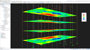 Representación del cálculo de hormigón en el modelo de RFEM, incluida la interfaz gráfica de usuario con parámetros de cálculo detallados.