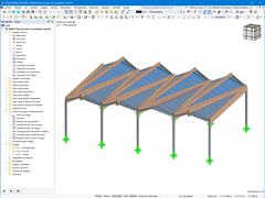 Modelo en RFEM de la cubierta en plaza de Anoeta