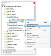 Menú contextual para asignar la excentricidad de barra gráficamente