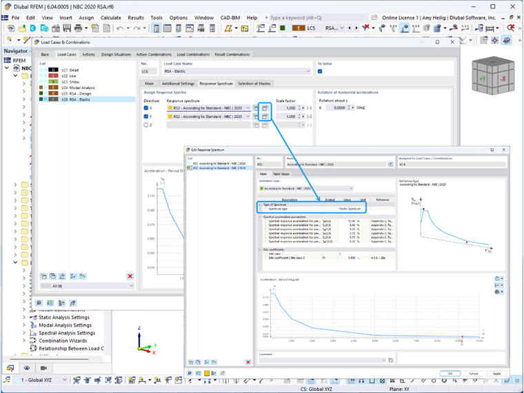 KB 001860 | NBC 2020 Análisis del espectro de respuesta modal y consideraciones de cortante en la base en RFEM 6
