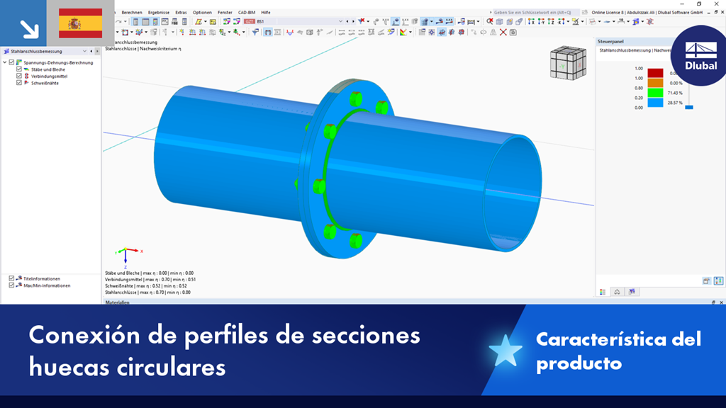 Conexión de secciones de perfiles huecos circulares