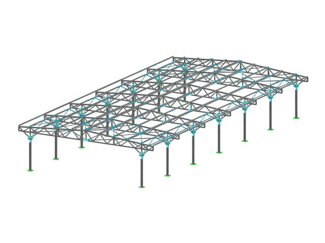 Modelo 004617 | Estructura de acero de cubierta con un cálculo de uniones de acero