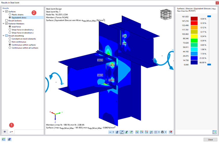 Configuración de control en el navegador "Resultados" para componentes