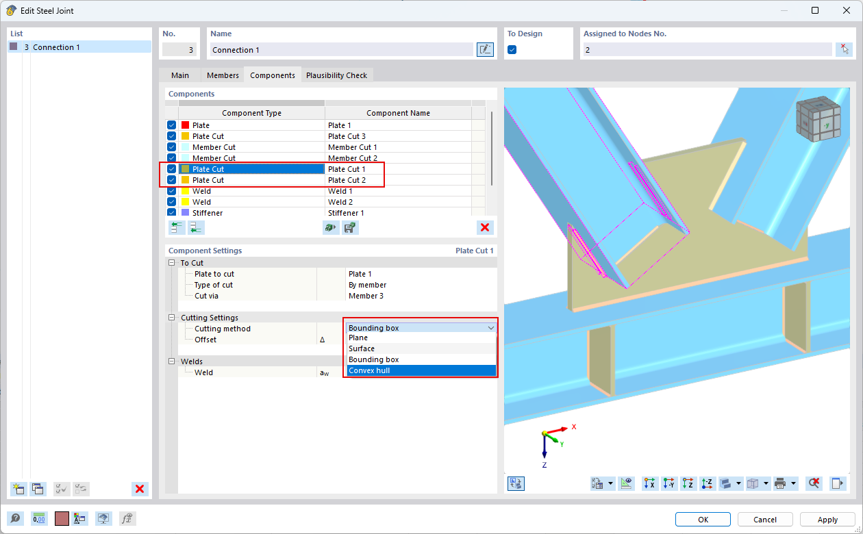 Característica 002721 | Componente "Corte de placa"