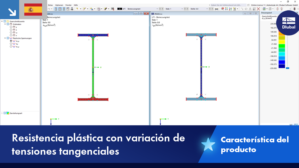Visualización de la resistencia plástica considerando tensiones de cortante