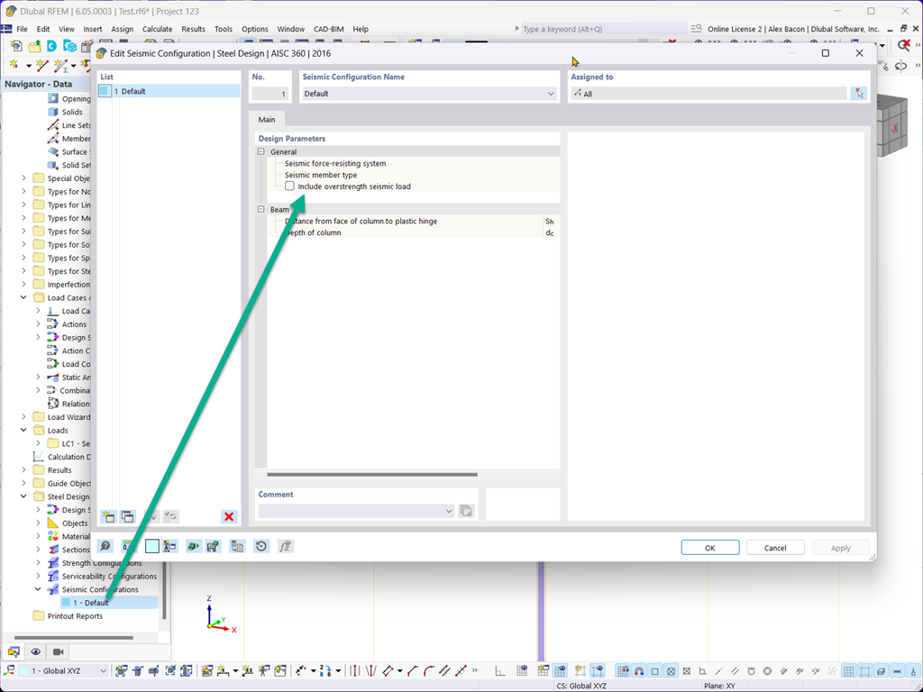 Característica 002733 | Cálculo sísmico según AISC 341-16 para barras de acero