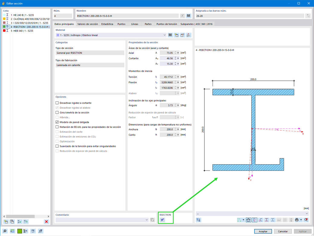 Característica 002734 | Modificación de secciones en RFEM/RSTAB mediante RSECTION
