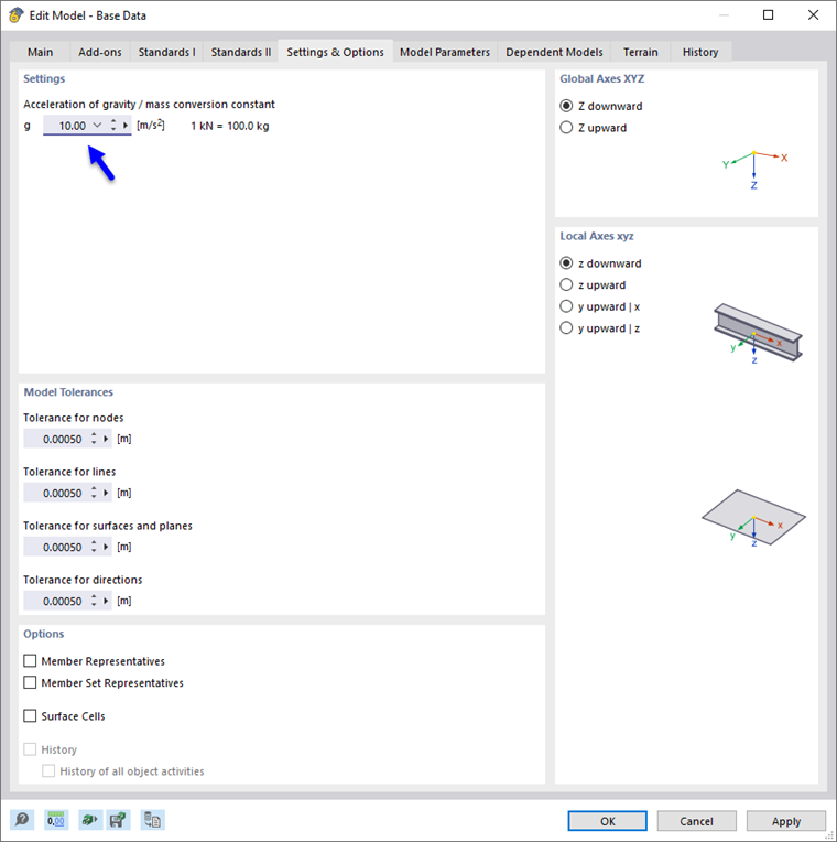 Comprobación de la gravedad estándar