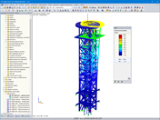 Modelo de RFEM con deformaciones globales en ELS (© SAQQARA Ingeniería)